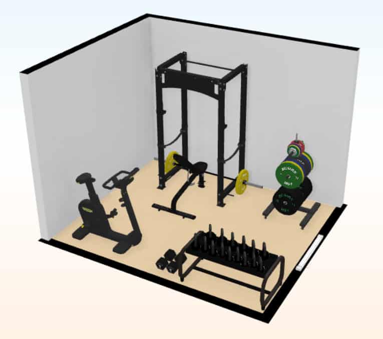 120sq. ft. general fitness home gym 3d floor plan