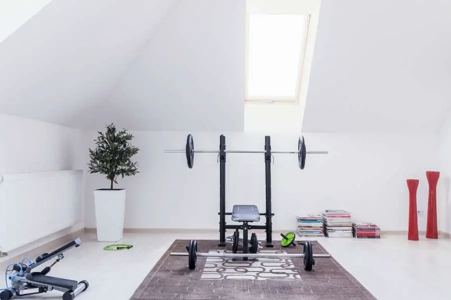 Image of a home gym in the attic
