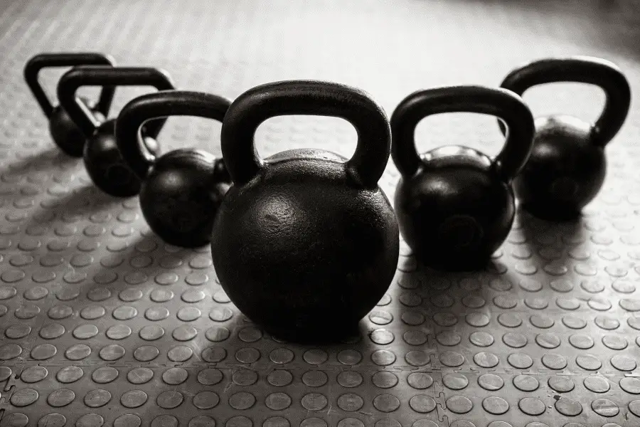 Image of different weights kettlebells