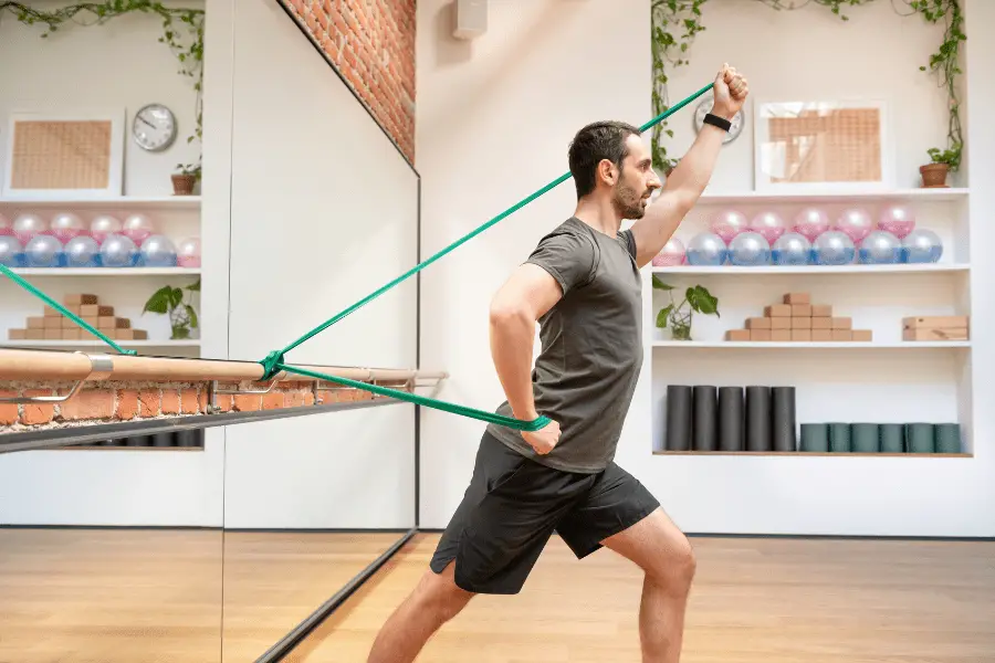 Image of a man using an anchored resistance band